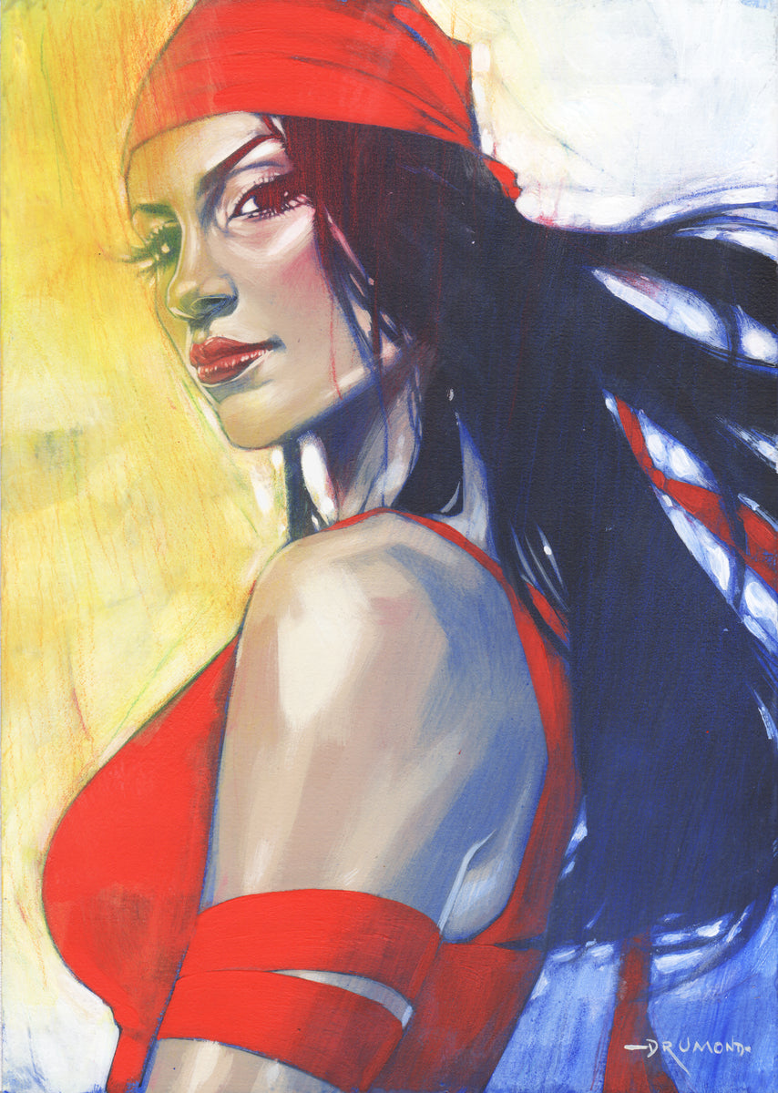 Ricardo Drumond Original Art Elektra Mixed Media Illustration Kirby's