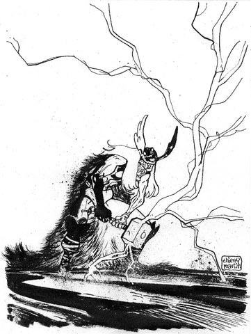 Thierry Martin Original Art Zombie Thor Illustration