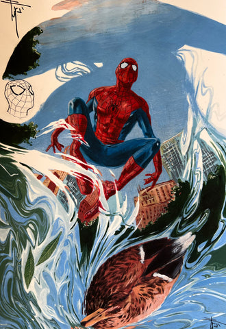 REMARQUED & SIGNED Francesco Mobili Spider-Man 11x17" #1 Limited Edition Fan Expo Denver & Chicago Exclusive Fine Art Print