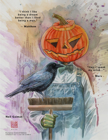 David Mack & Neil Gaiman Neverwear.net Official Merv Pumpkinhead & Matthew 12x16" Limited Edition Giclee