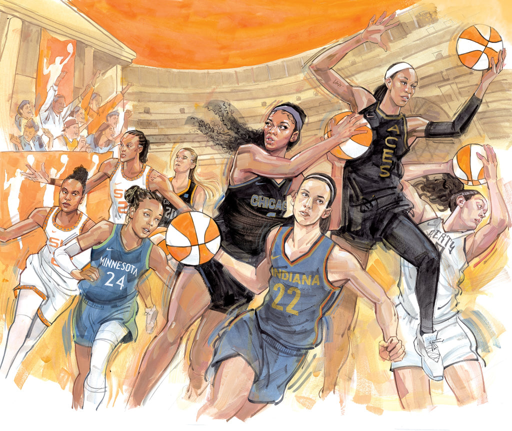 Kagan McLeod Original Art WNBA GQ Magazine Published Art (featuring Caitlin Clark, Aja Wilson and Angel Reese) Comic Art