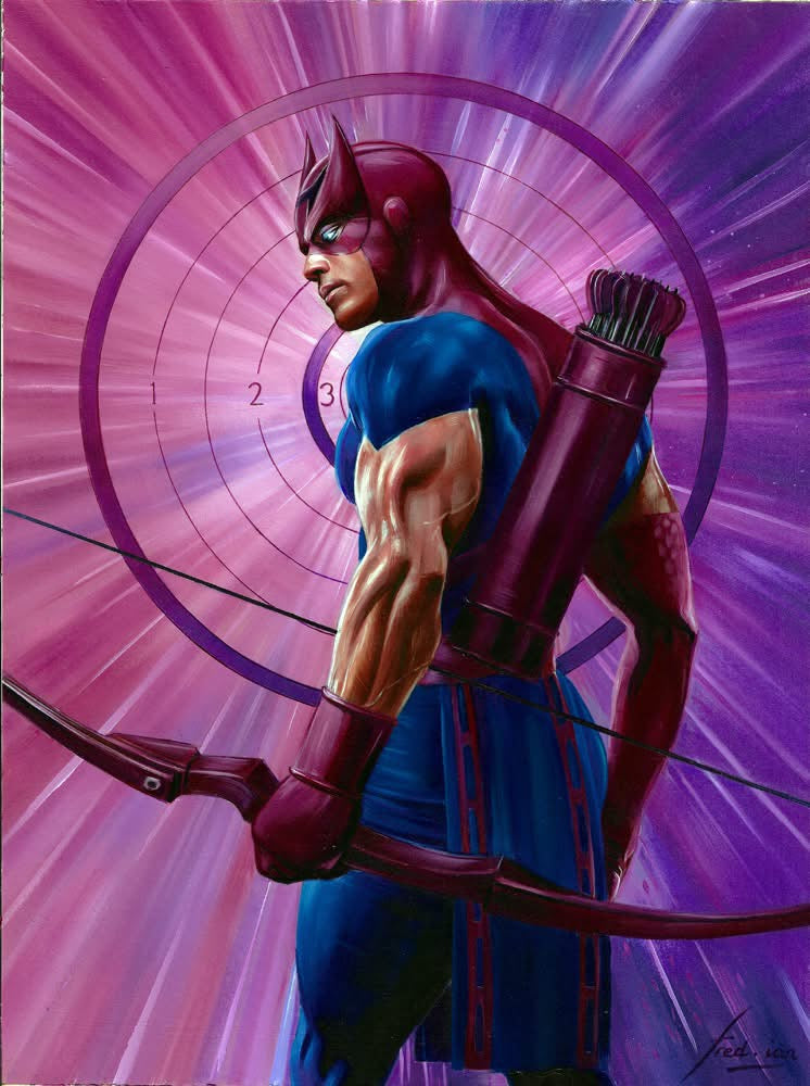Fred Ian Original Art Hawkeye Marvel Unbound Upper Deck Trading Card Art + Pack Cover Comic Art