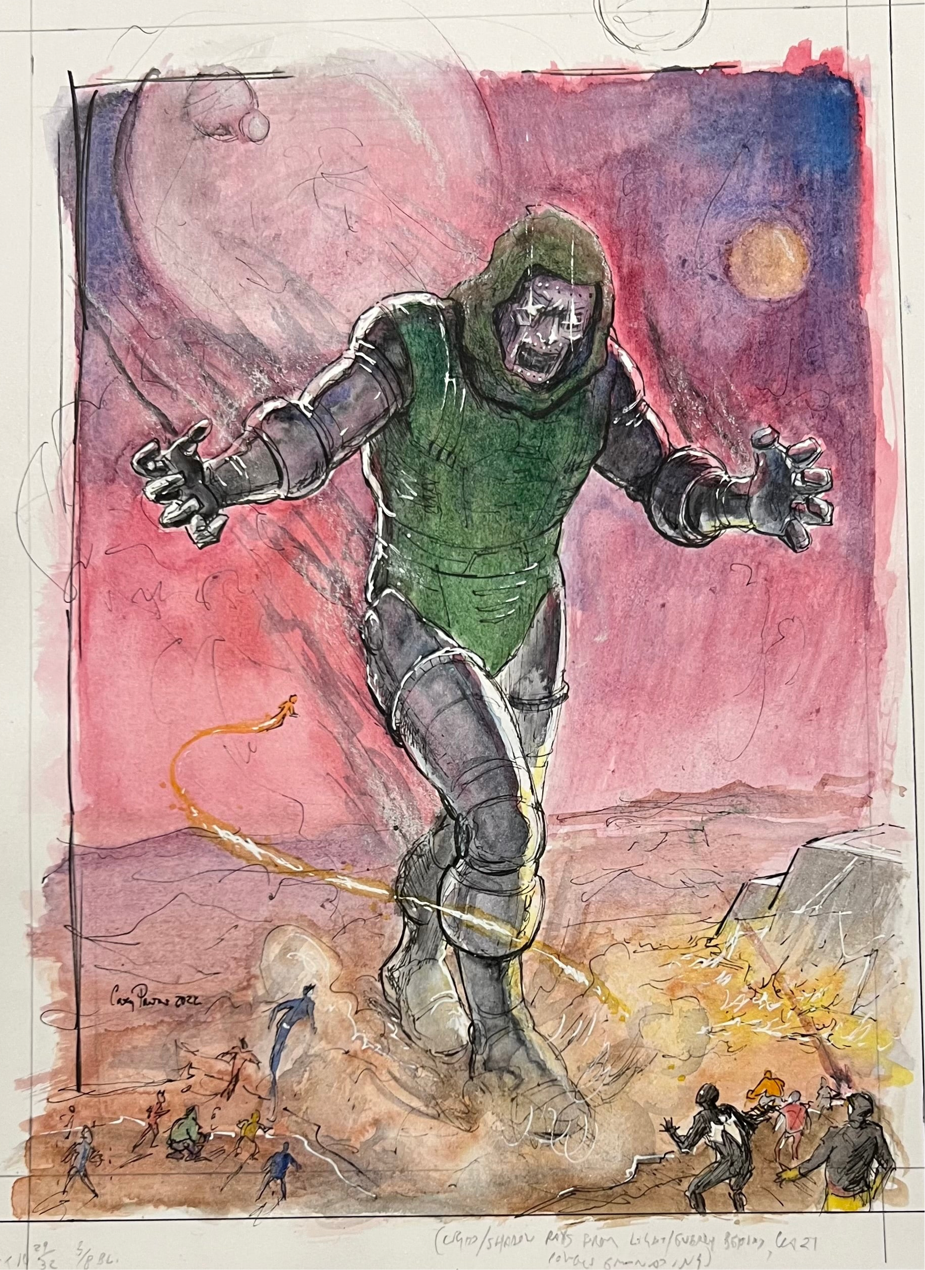 Casey Parsons Original Art Upper Deck Doctor Doom Used Prelim