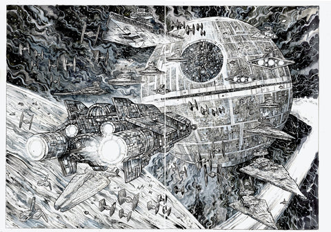 Vincenzo Riccardi Original Art Star Wars: Tales From The Death Star Pages 1-2 Double Page Spread