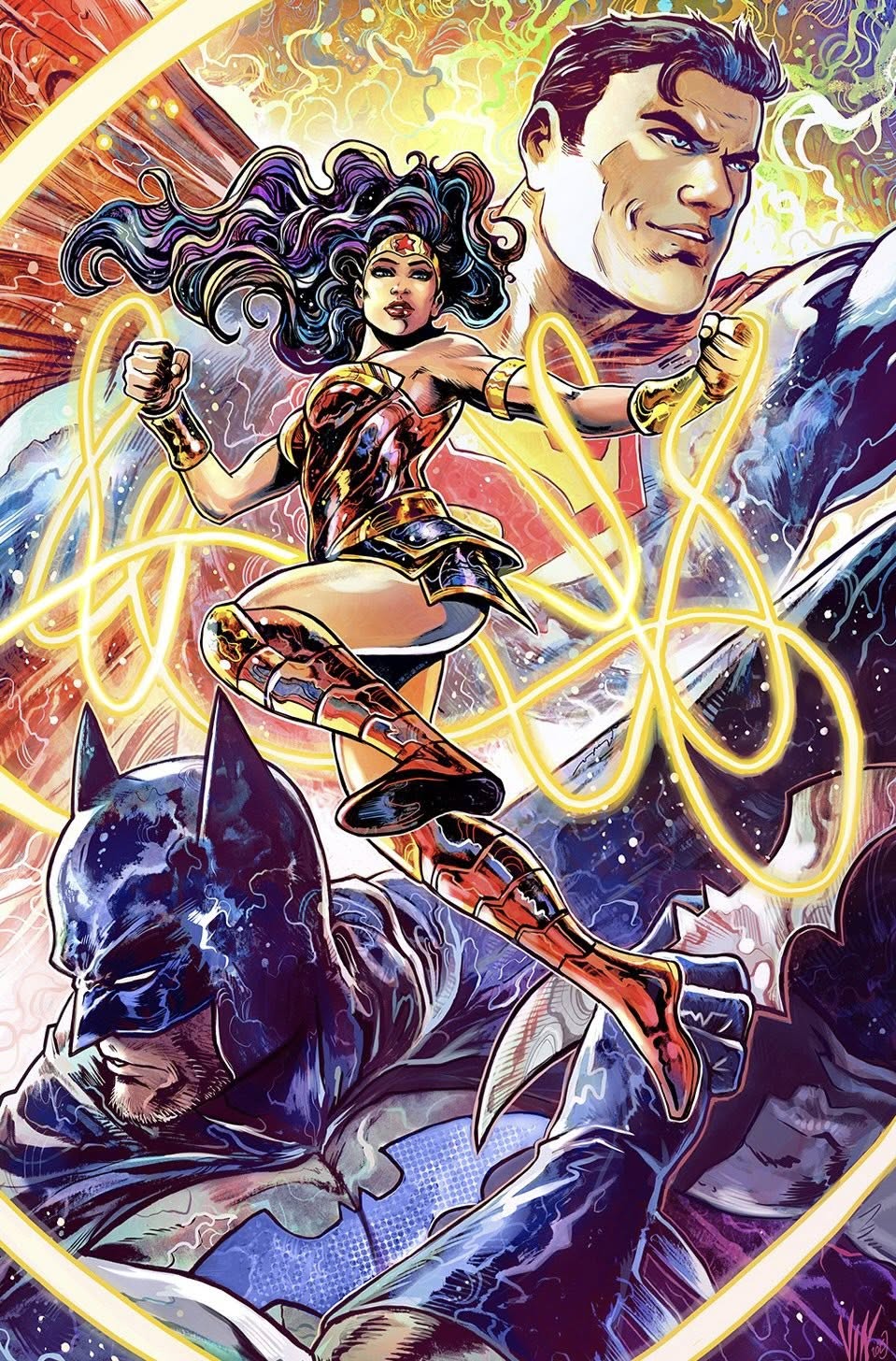 Vincenzo Riccardi Original Art Trinity (Batman, Superman, Wonder Woman) Illustration