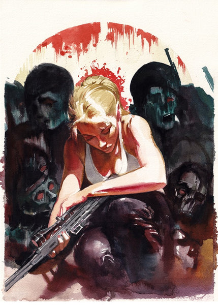 Ito Original Art Overpower Andrea Walking Dead Published Card Art
