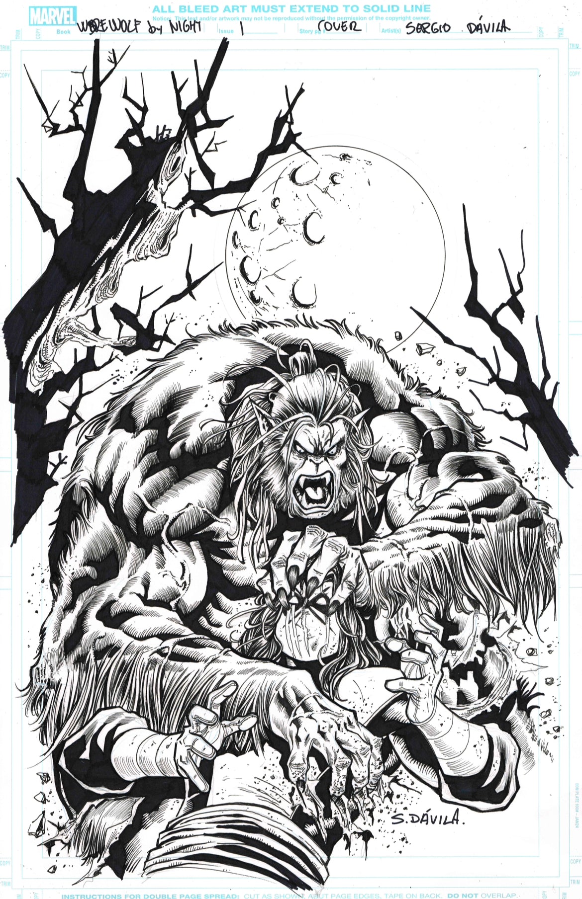 Sergio Davila Original Art Werewolf by Night: Red Band #1 Cover