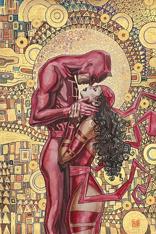 David Mack Original Art 'The Kiss' Daredevil & Elektra