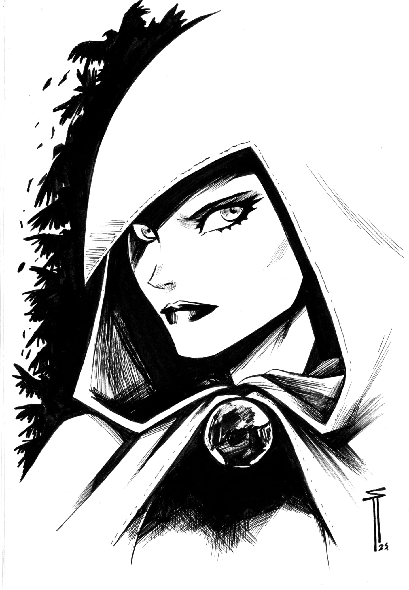 Serg Acuna Original Art Raven Illustration