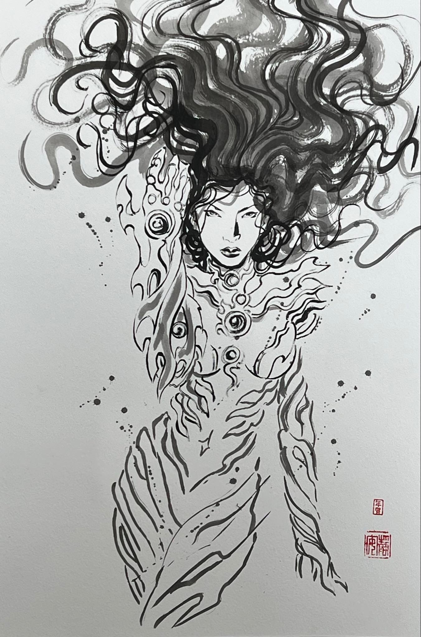 David Mack Original Art Witchblade #3 Cover Brush & Ink Study