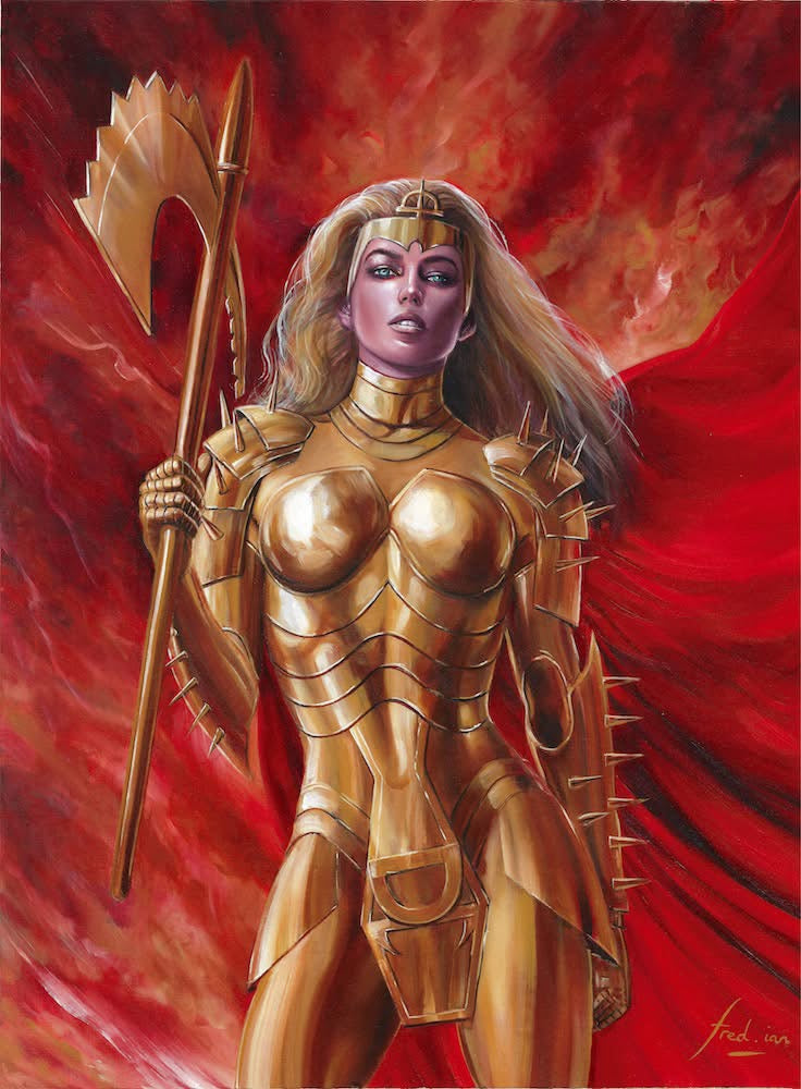 Fred Ian Original Art Thena Marvel Unbound Upper Deck Trading Card Art Comic Art