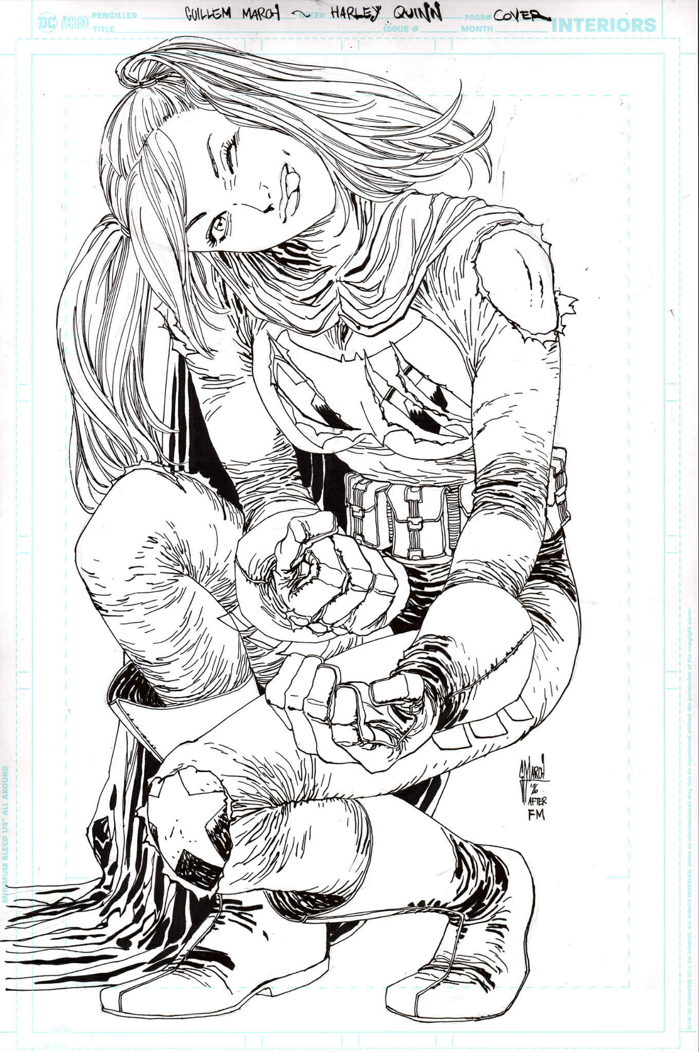 Guillem March Original Art Harley Quinn #62 DKR Batman Outfit Homage Cover