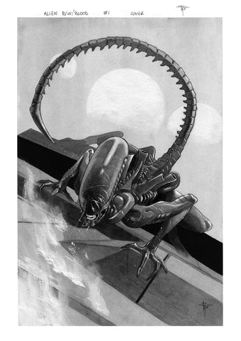 Francesco Mobili Original Art Alien Black, White & Blood #1 Cover