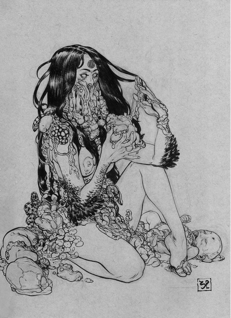 SOM Original Art Mother Feeding on Babies Illustration Comic Art