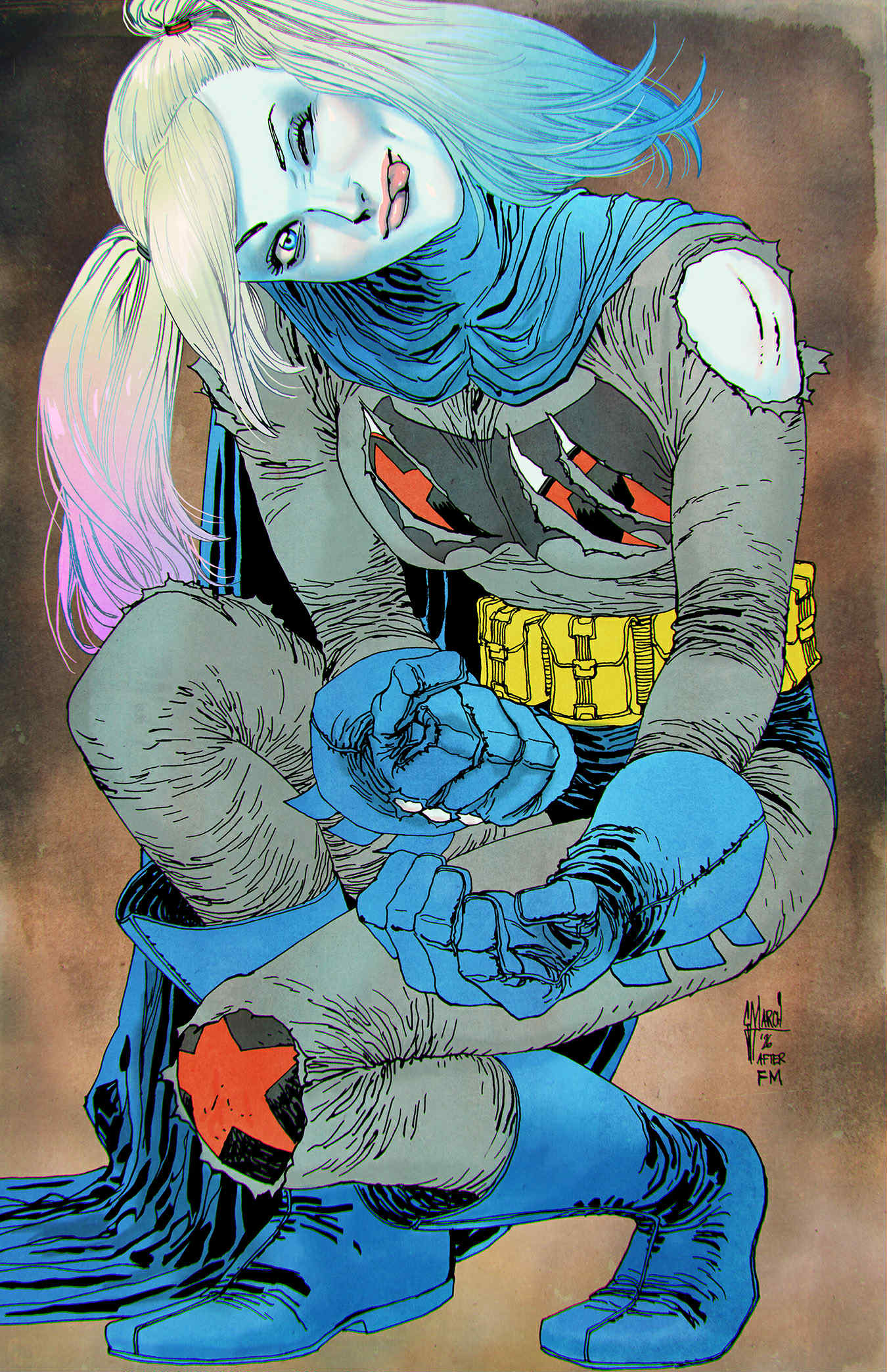 Guillem March Original Art Harley Quinn #62 DKR Batman Outfit Homage Cover