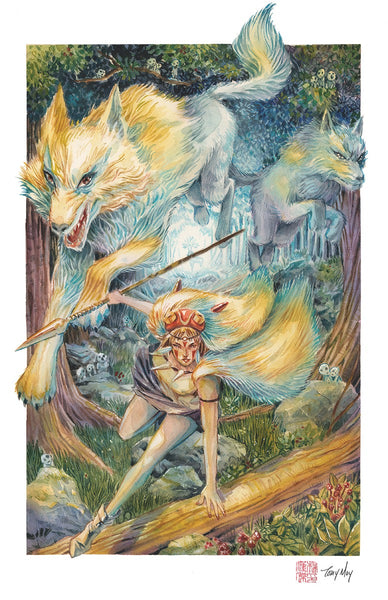 Tony Moy Original Art Princess Mononoke Watercolour Illustration