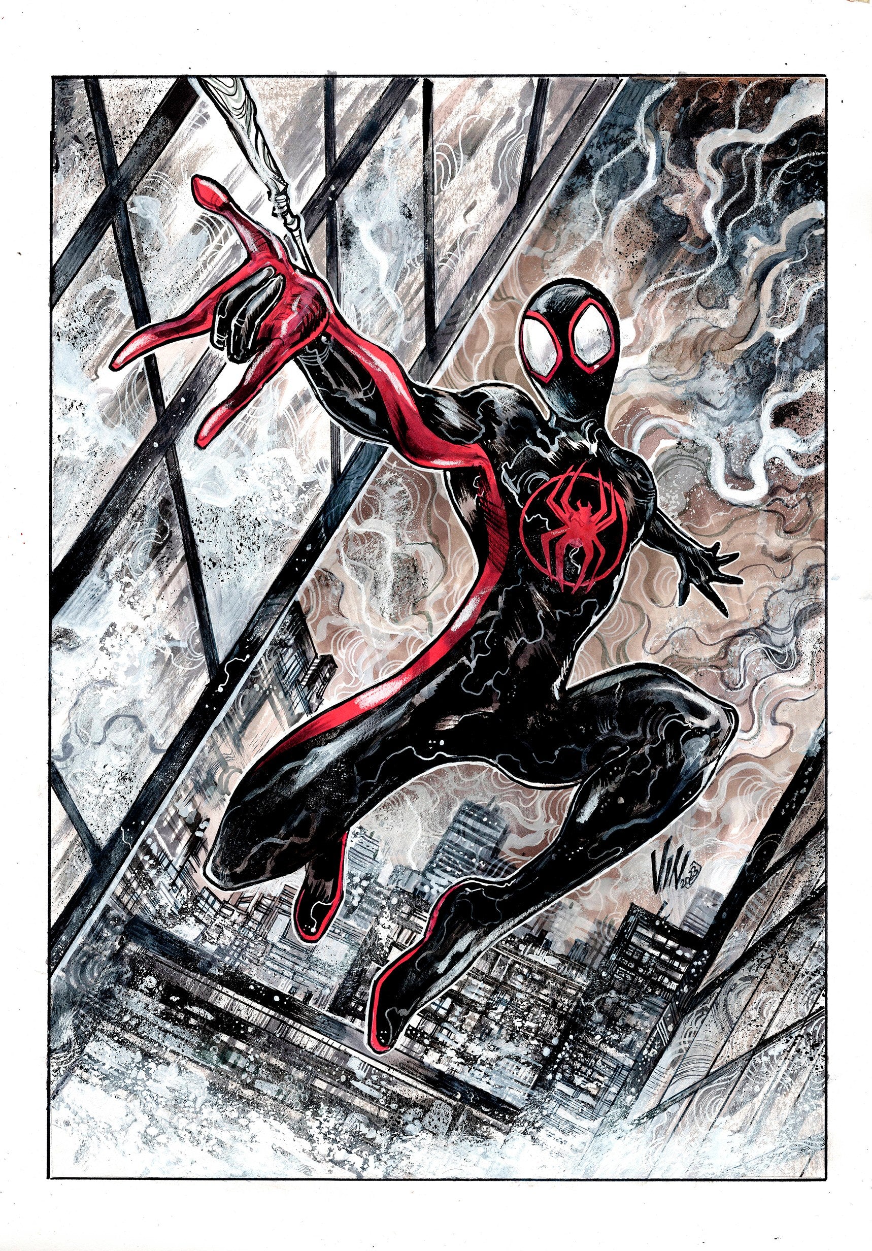 Vincenzo Riccardi Original Art Spider-Verse Miles Morales Illustration