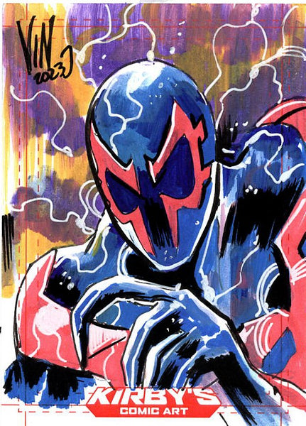 Vincenzo Riccardi Original Art Spider-Verse Spider-Man 2099 Sketch Card