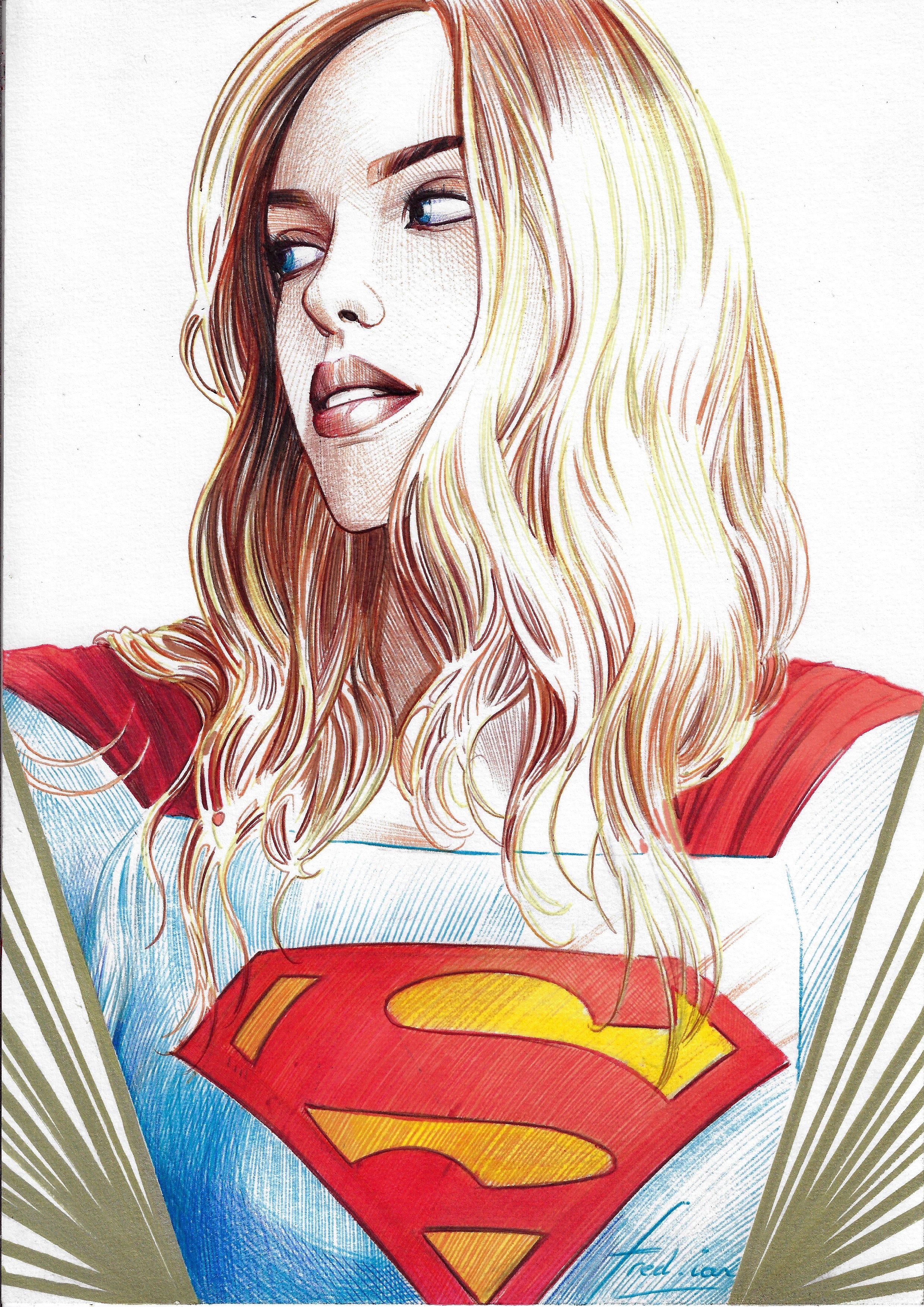 Fred Ian Original Art Supergirl DC Heroines Collection Illustration