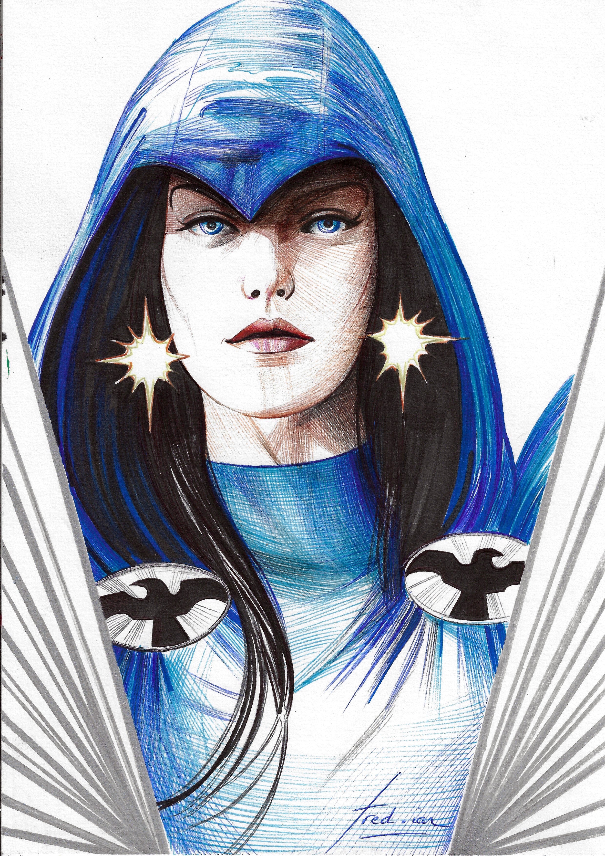 Fred Ian Original Art Raven DC Heroines Collection Illustration