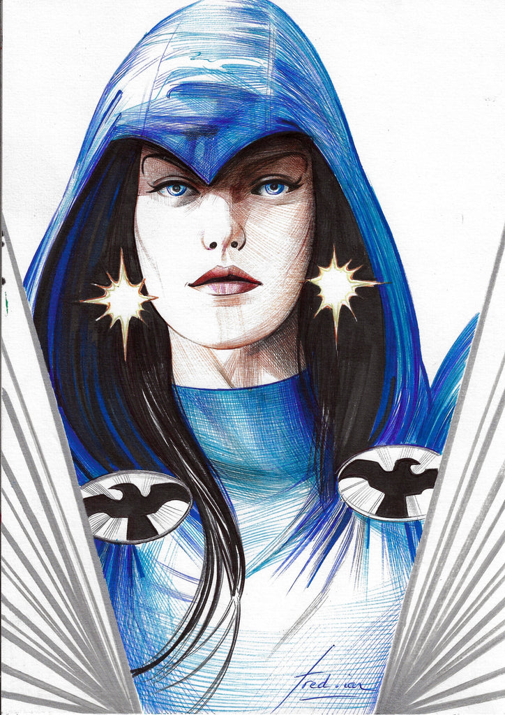 Fred Ian Original Art Raven DC Heroines Collection Illustration Comic Art