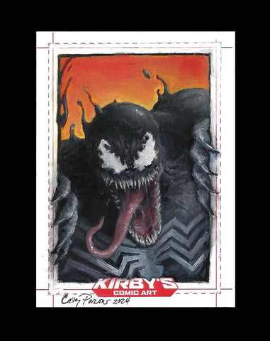 Casey Parsons Original Art Venom Sketch Card Oil Painted Illustration