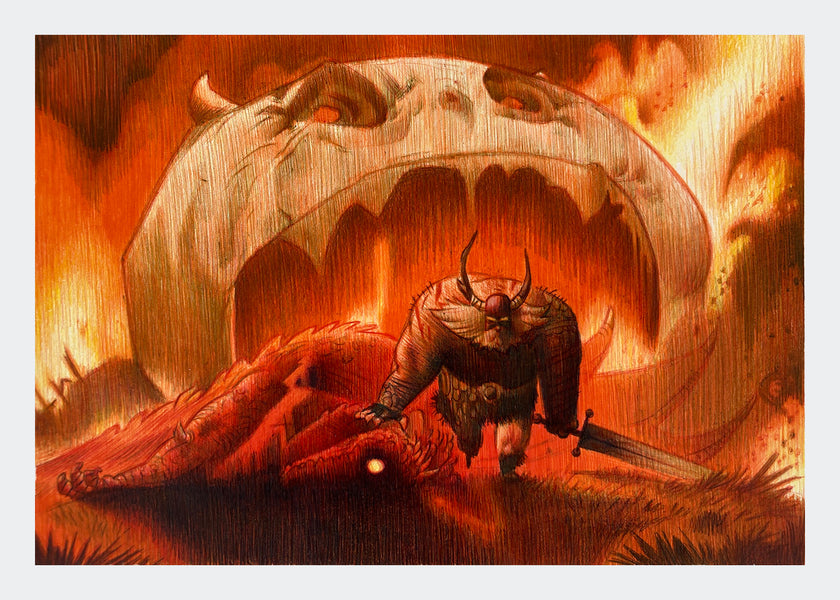 Eduardo Vieira Original Red Death Viking Illustration