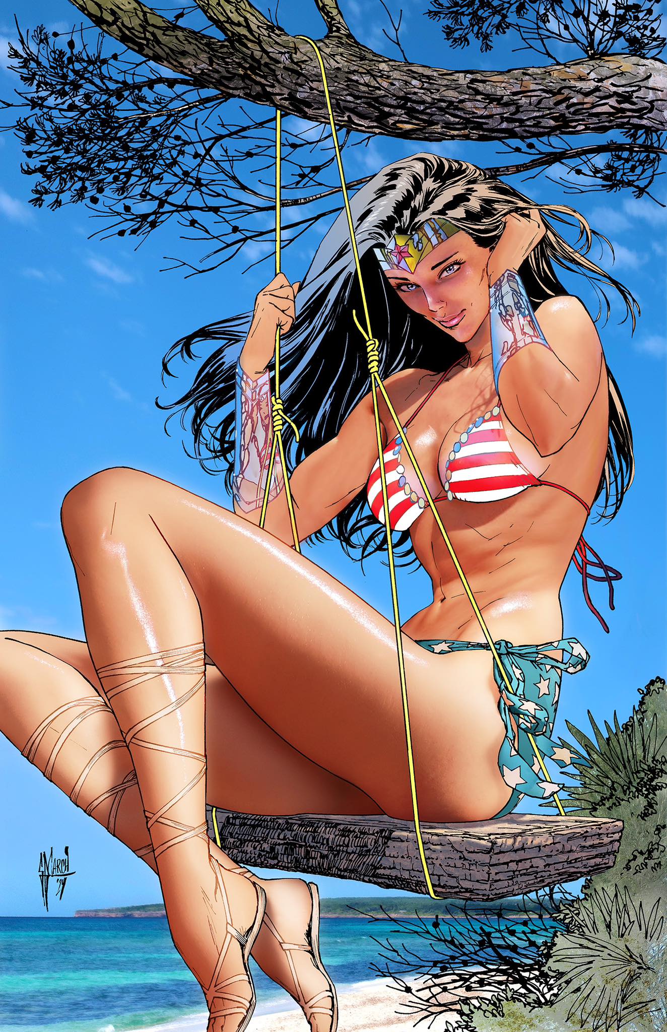 Guillem March Original Art Wonder Woman #12 Swimsuit Cover