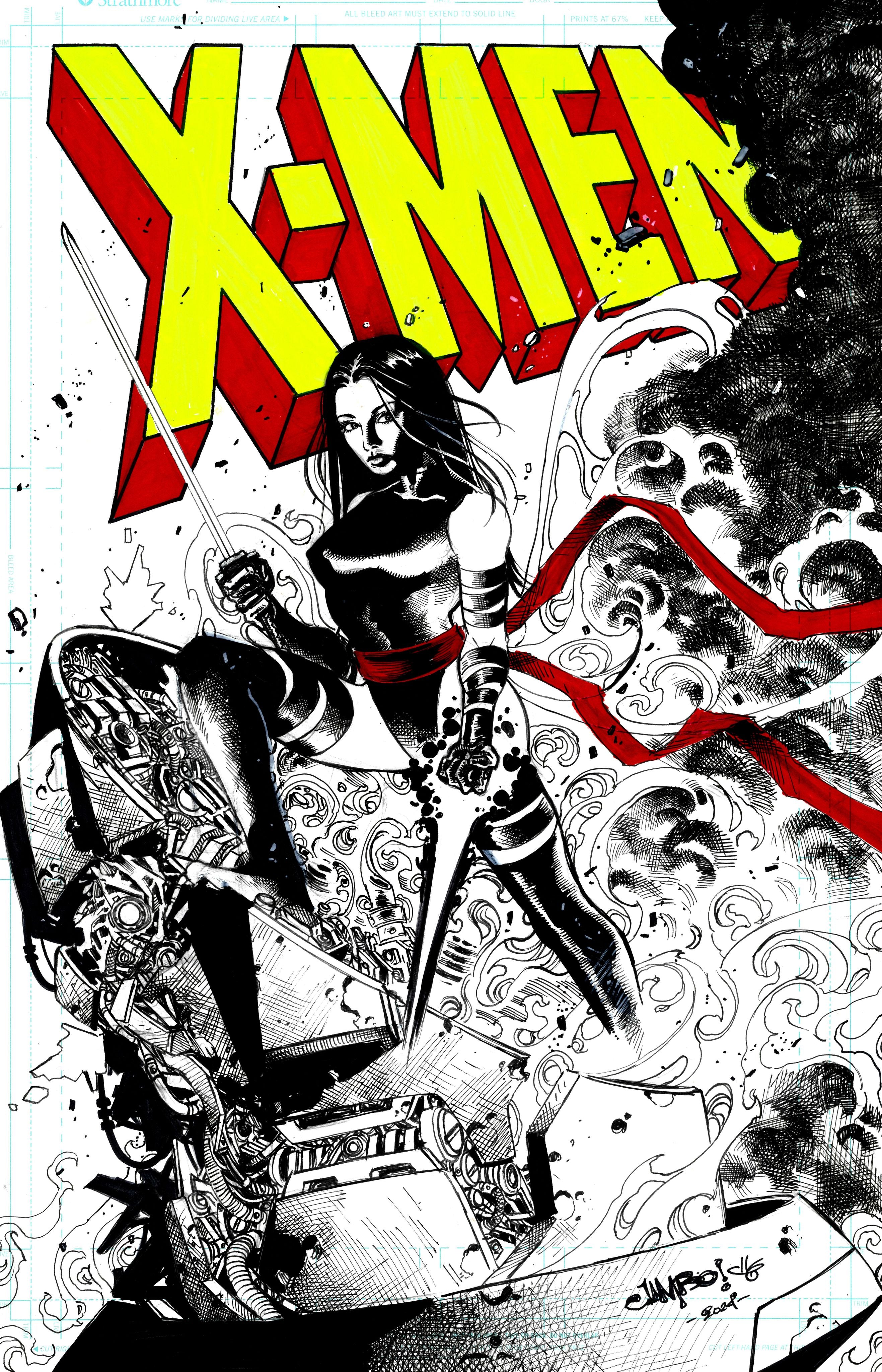 Jimbo Salgado Original Art Psylocke Illustration