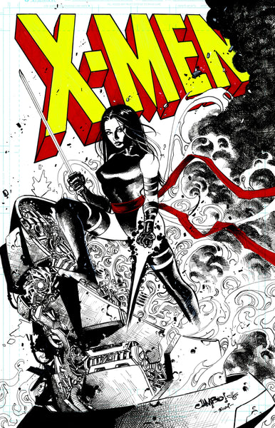 Jimbo Salgado Original Art Psylocke Illustration