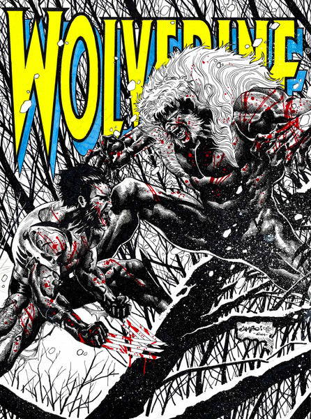 Jimbo Salgado Original Art Wolverine vs Sabertooth 2-Page Illustration