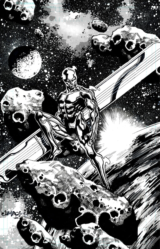 Jimbo Salgado Original Art Silver Surfer Illustration Comic Art