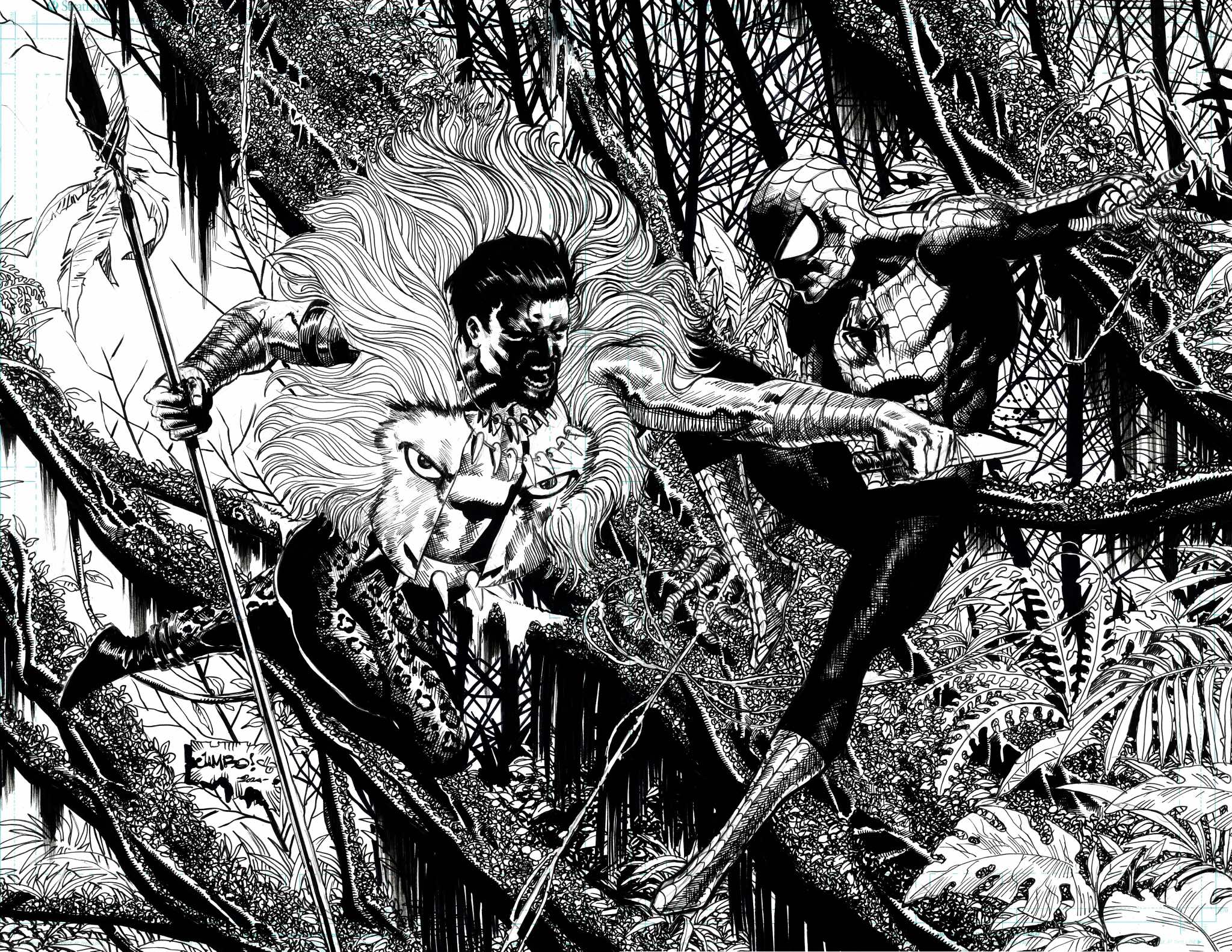 Jimbo Salgado Original Art Kraven Vs Spider-Man Double Page Spread Illustration