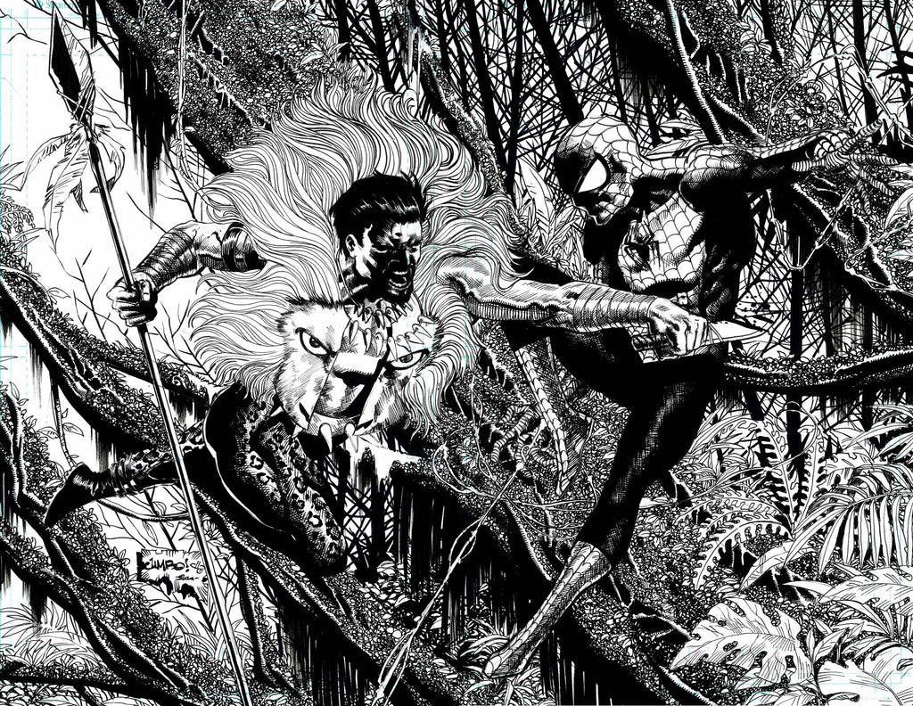 Jimbo Salgado Original Art Kraven Vs Spider-Man Double Page Spread Illustration Comic Art