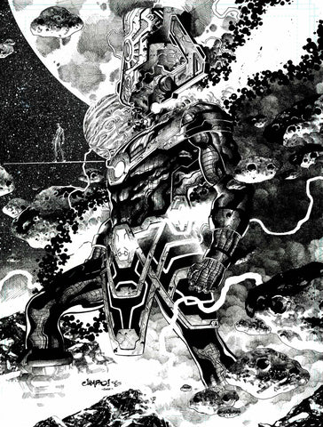 Jimbo Salgado Original Art Galactus & Silver Surfer Double Page Spread Illustration