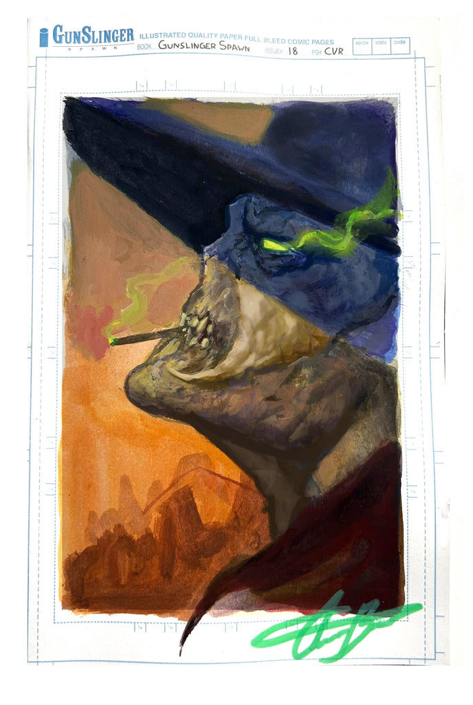 Aaron Bartling Original Art Gunslinger Spawn Blank Cover Illustration Comic Art