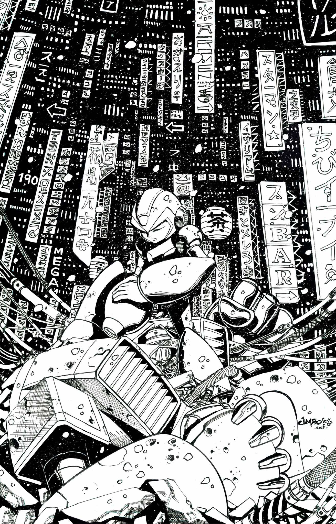 Jimbo Salgado Original Art Mega Man Top Shelf Comic Cover