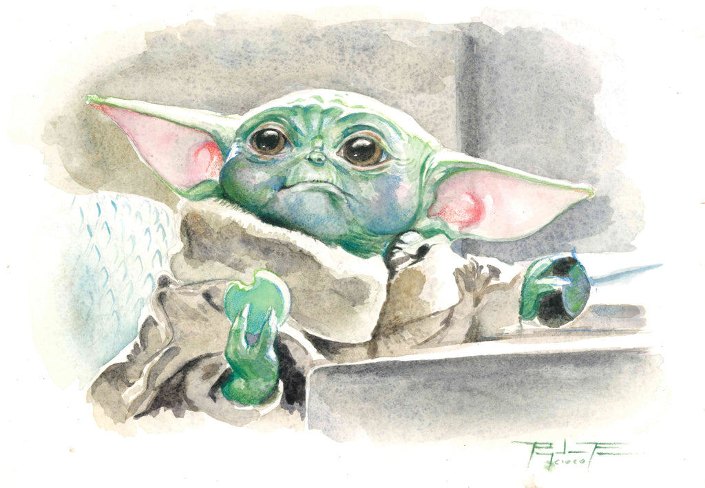 Pasquale Ferrara Original Art Star Wars Baby Yoda Illustration Comic Art