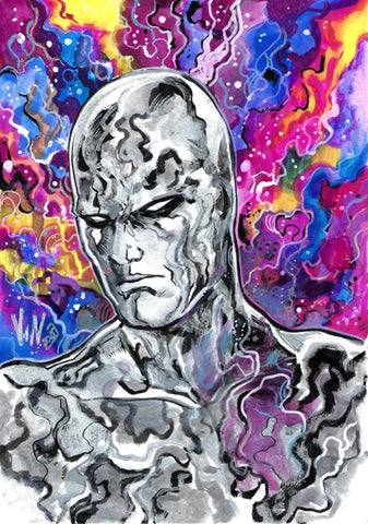 Vincenzo Riccardi Original Art Silver Surfer Metallic Illustration