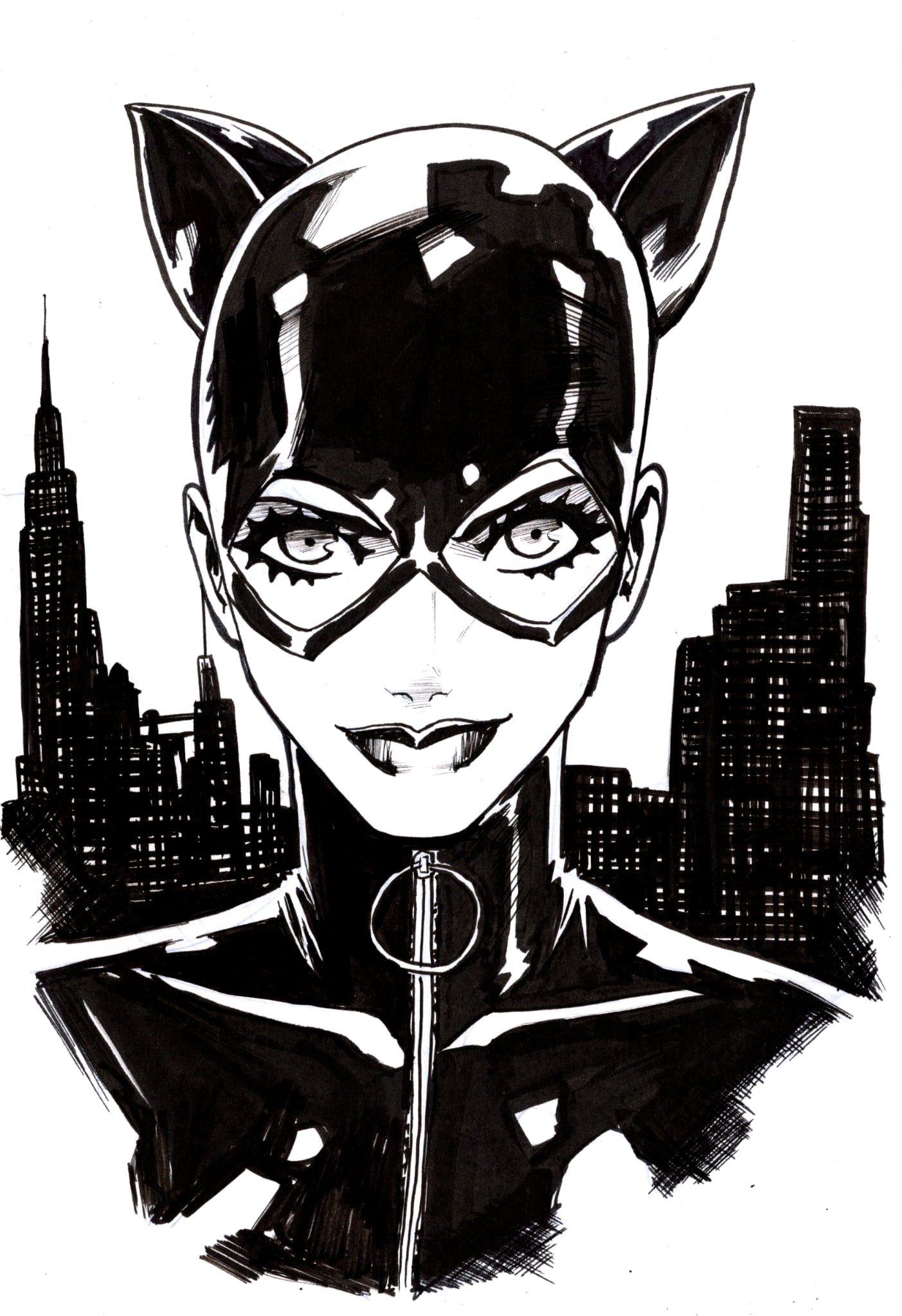 Serg Acuna Original Art Catwoman Illustration