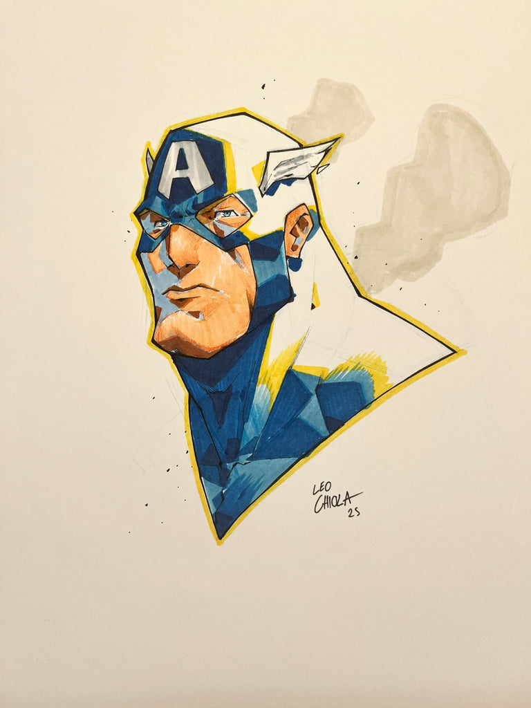 Leo Chiola Original Art Captain America Illustration Comic Art