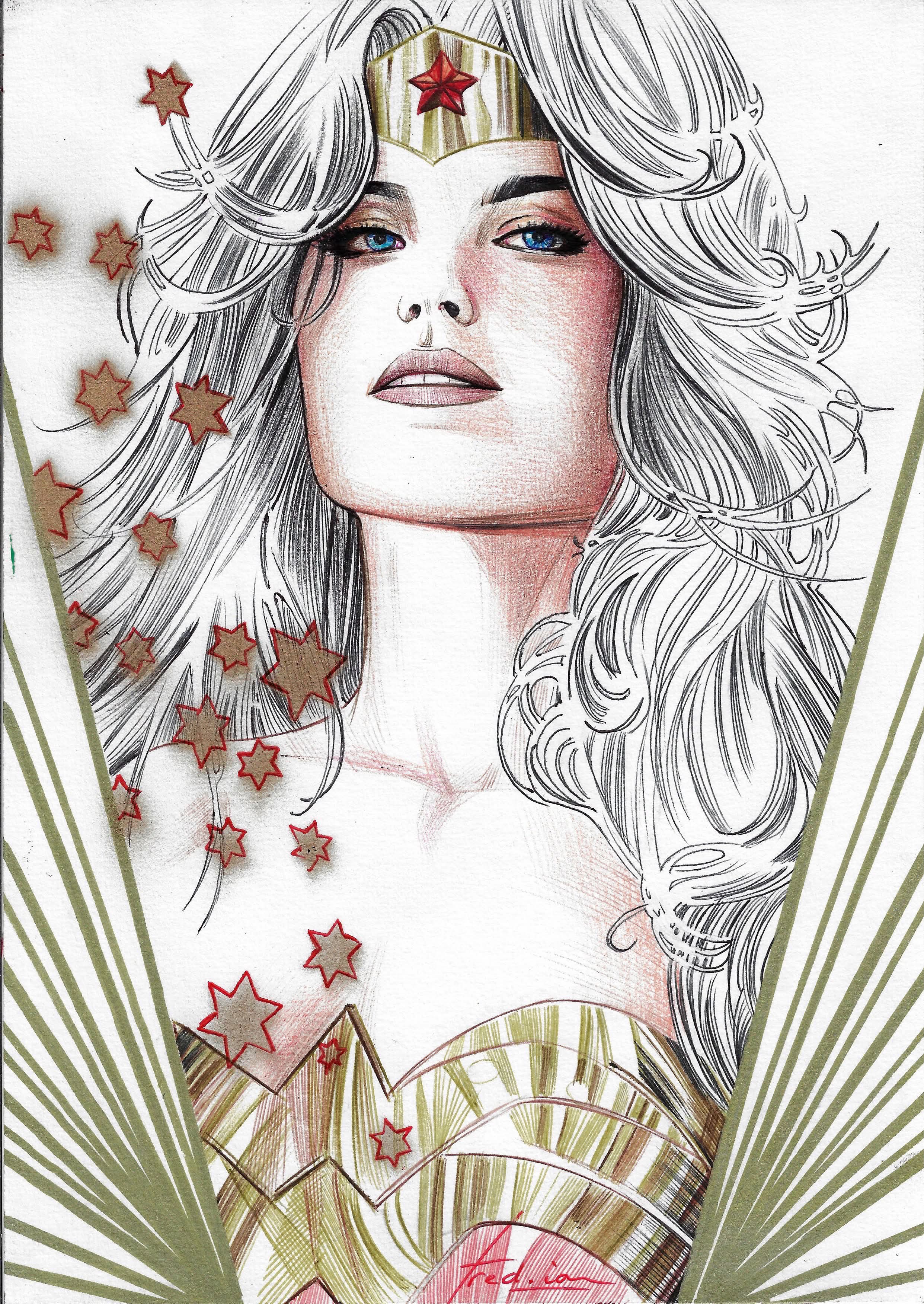 Fred Ian Original Art Wonder Woman DC Heroines Collection Illustration