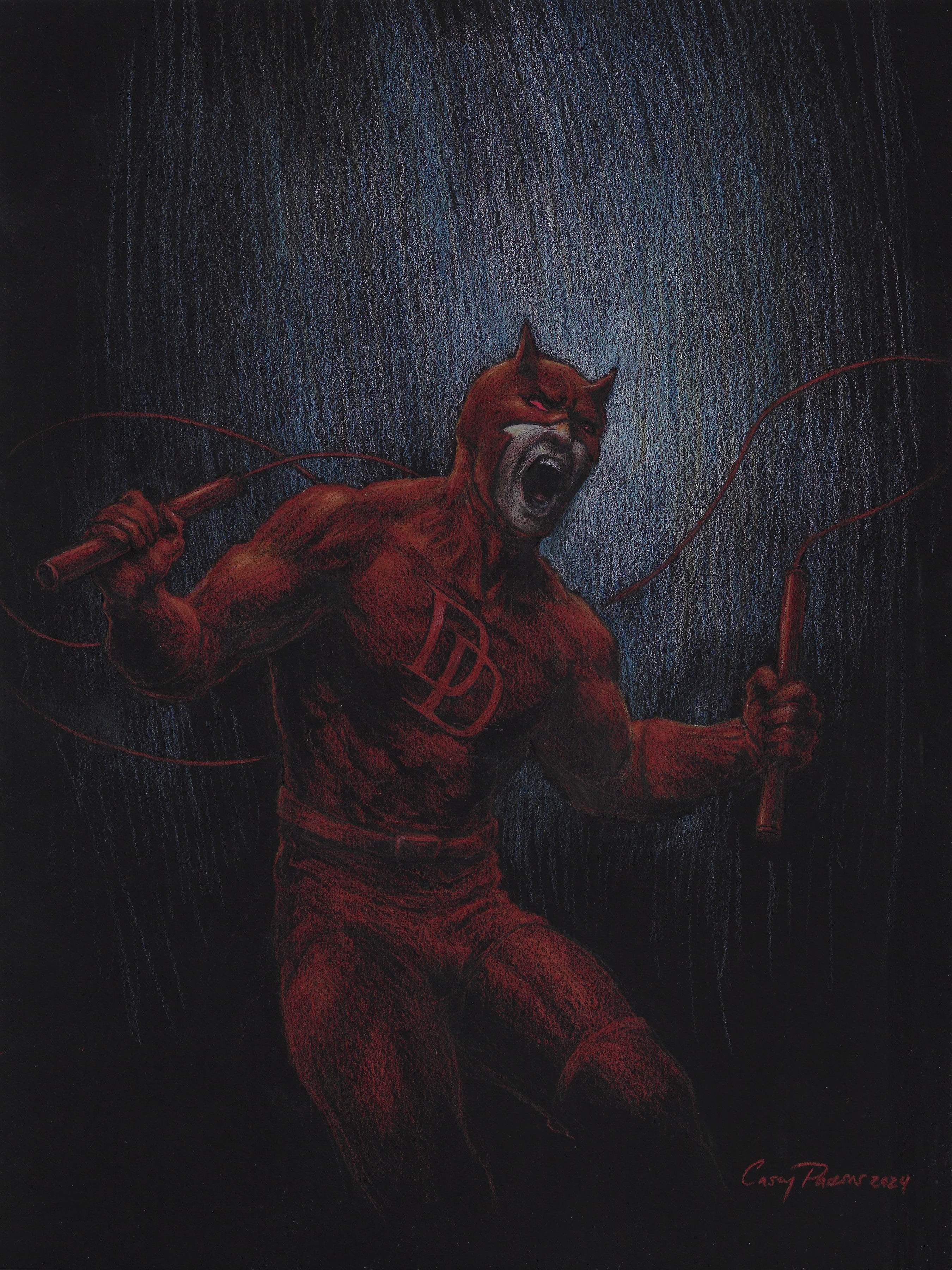 Casey Parsons Original Art Daredevil Black Card Illustration