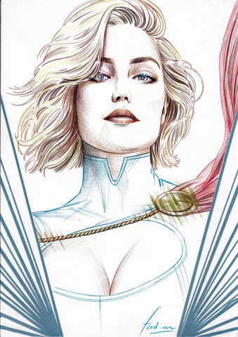 Fred Ian Original Art Power Girl DC Heroines Collection Illustration