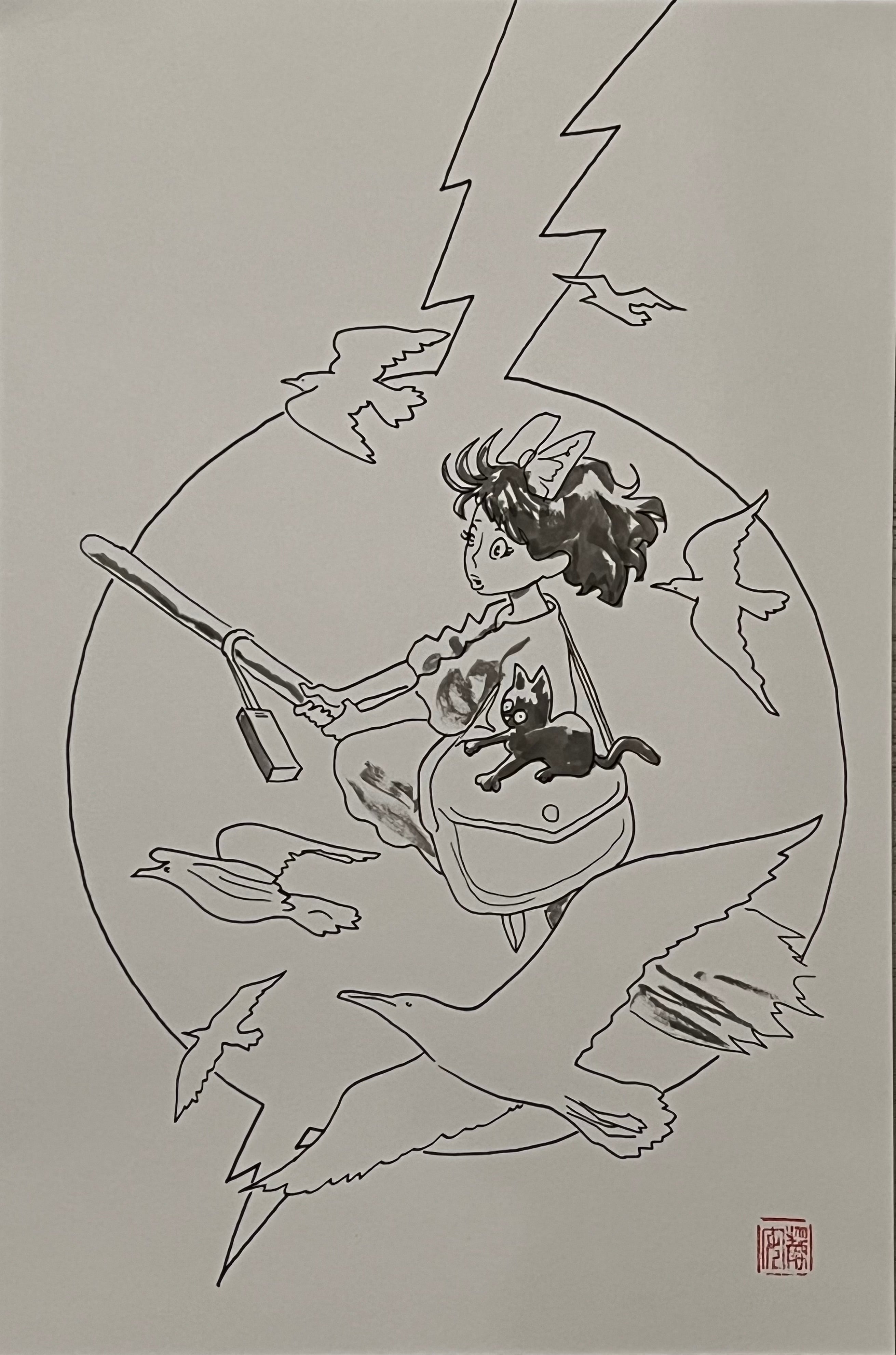 David Mack Original Art Studio Ghibli Collection: Kiki’s Delivery Service Brush & Ink Study