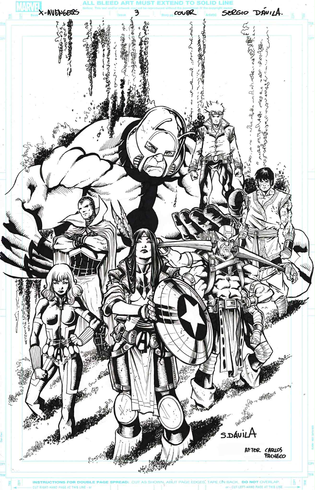Sergio Davila Original Art X-Vengers #3 Cover