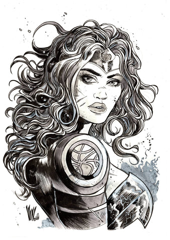 Vincenzo Riccardi Original Art Absolute Wonder Woman A4 Illustration