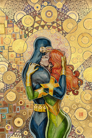 David Mack 'The Kiss' Jean Grey & Cyclops 12x18" Limited Edition Giclee