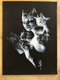 X3 HAND SIGNED Michal Ivan Catwoman, Harley Quinn and Poison Ivy 9x12" Limited Edition Fine Art Print Set