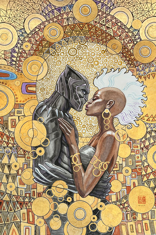 David Mack 'The Kiss' Storm & Black Panther 12x18" Limited Edition Giclee